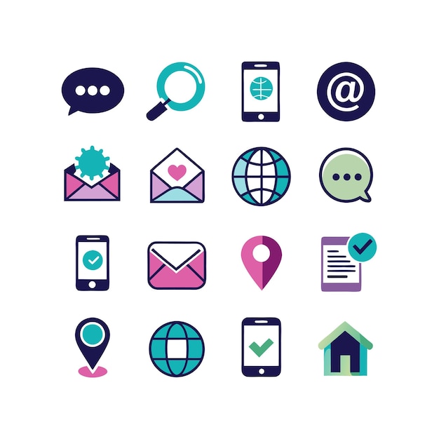 Colección de conjuntos de iconos de contacto para sitios web y aplicaciones móviles