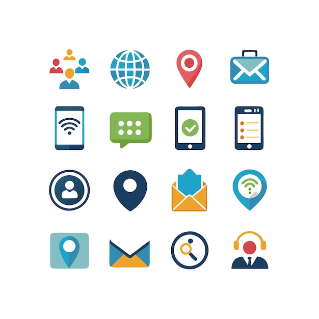 Colección de conjuntos de iconos de contacto para sitios web y aplicaciones móviles