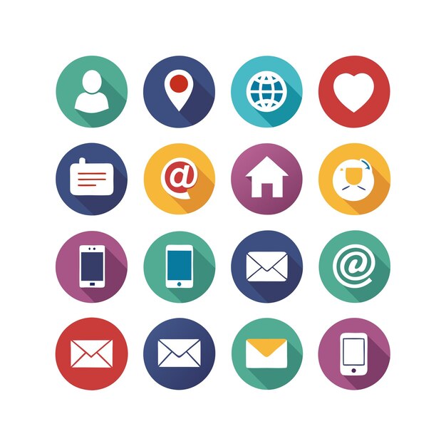 Colección de conjuntos de iconos de contacto para sitios web y aplicaciones móviles