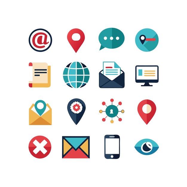 Colección de conjuntos de iconos de contacto para sitios web y aplicaciones móviles