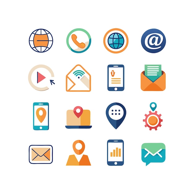Colección de conjuntos de iconos de contacto para sitios web y aplicaciones móviles