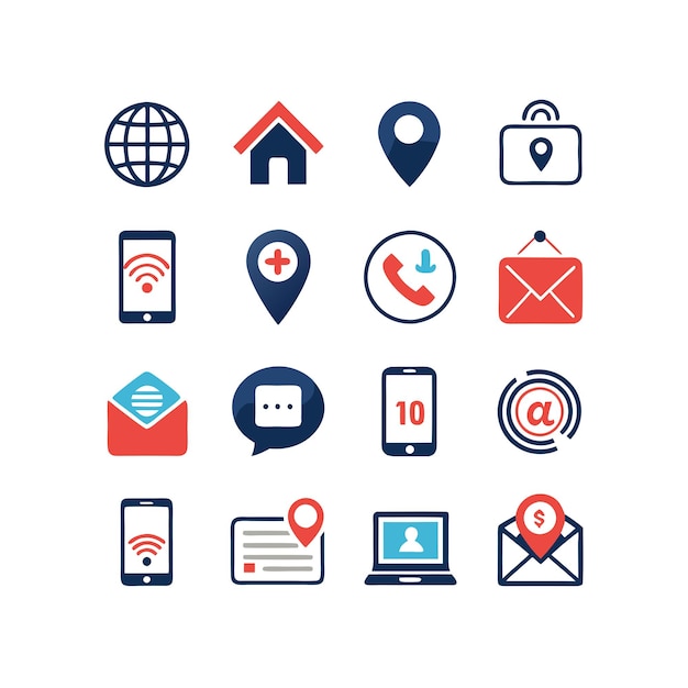 Colección de conjuntos de iconos de contacto para sitios web y aplicaciones móviles