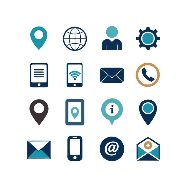 Colección de conjuntos de iconos de contacto para sitios web y aplicaciones móviles