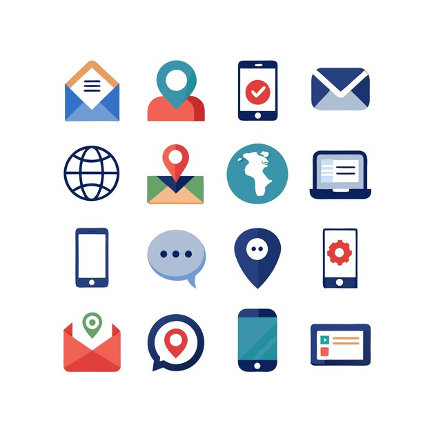 Colección de conjuntos de iconos de contacto para sitios web y aplicaciones móviles