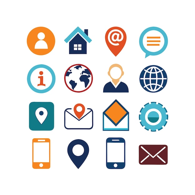 Colección de conjuntos de iconos de contacto para sitios web y aplicaciones móviles