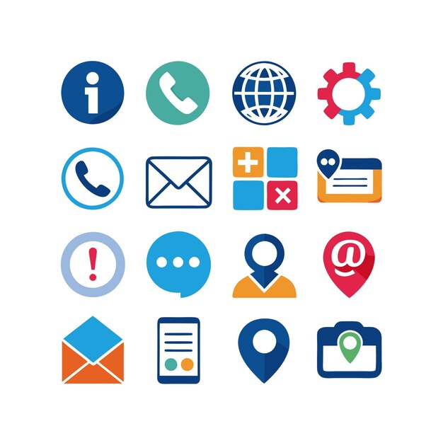 Colección de conjuntos de iconos de contacto para sitios web y aplicaciones móviles