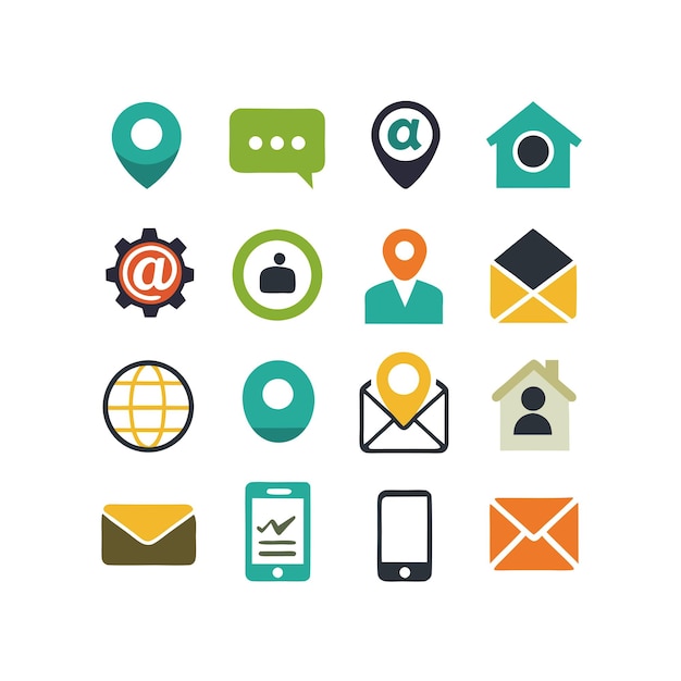 Colección de conjuntos de iconos de contacto para sitios web y aplicaciones móviles