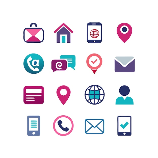 Colección de conjuntos de iconos de contacto para sitios web y aplicaciones móviles