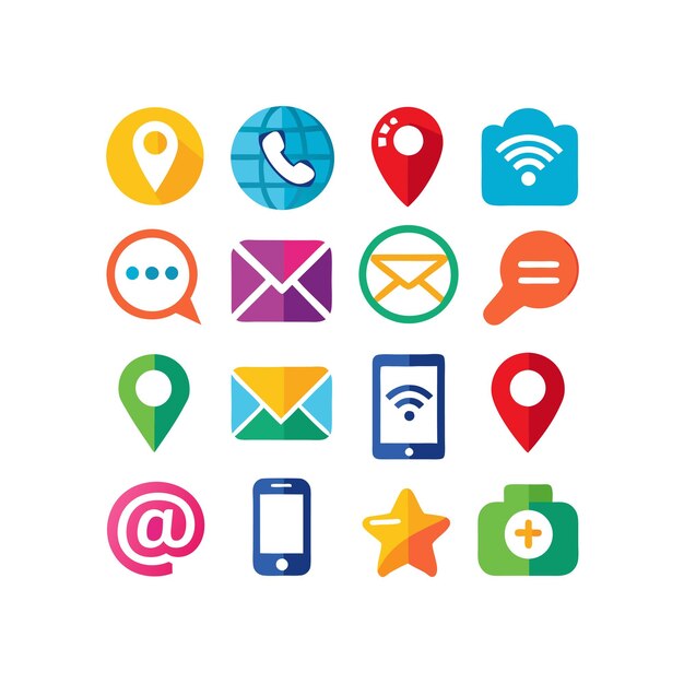 Colección de conjuntos de iconos de contacto para sitios web y aplicaciones móviles