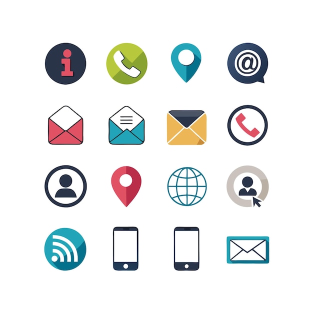 Colección de conjuntos de iconos de contacto para sitios web y aplicaciones móviles
