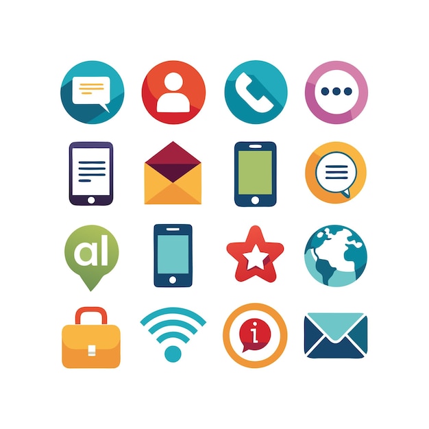 Colección de conjuntos de iconos de contacto para sitios web y aplicaciones móviles