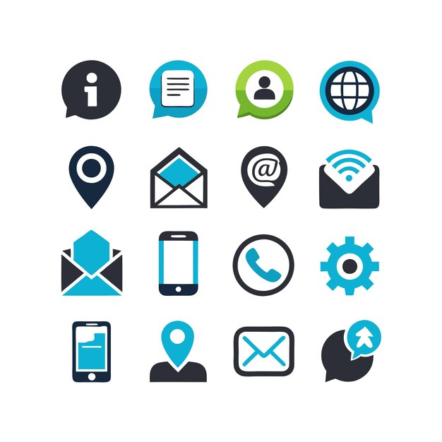 Colección de conjuntos de iconos de contacto para sitios web y aplicaciones móviles