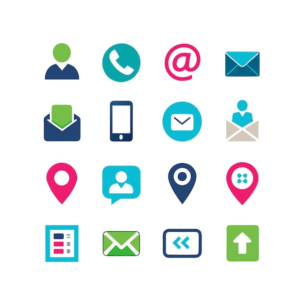 Colección de conjuntos de iconos de contacto para sitios web y aplicaciones móviles