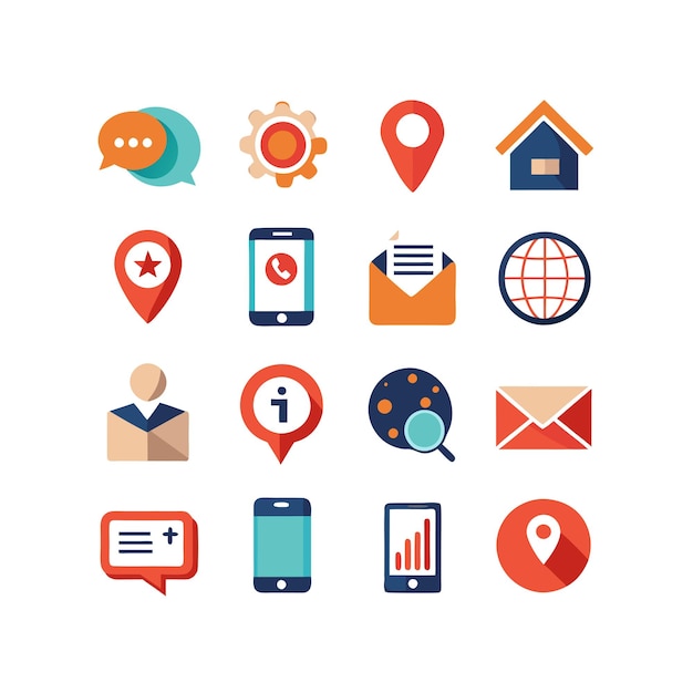 Colección de conjuntos de iconos de contacto para sitios web y aplicaciones móviles
