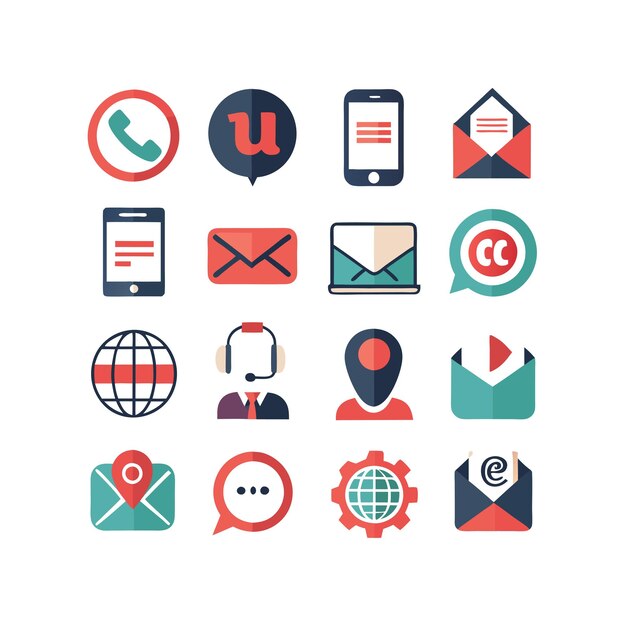 Colección de conjuntos de iconos de contacto para sitios web y aplicaciones móviles