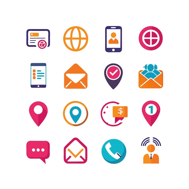 Colección de conjuntos de iconos de contacto para sitios web y aplicaciones móviles