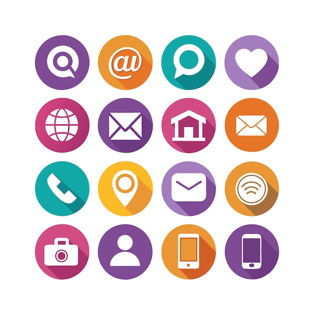 Colección de conjuntos de iconos de contacto para sitios web y aplicaciones móviles