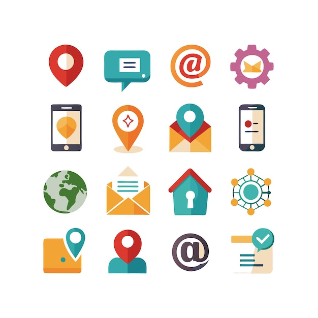 Colección de conjuntos de iconos de contacto para sitios web y aplicaciones móviles