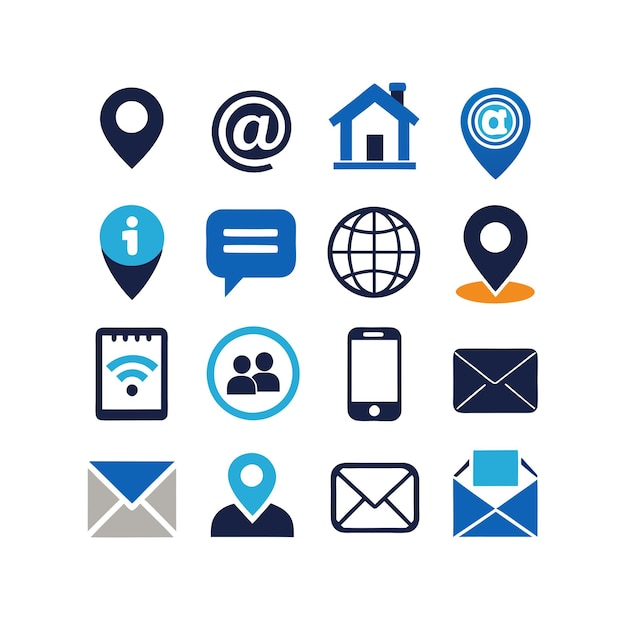 Colección de conjuntos de iconos de contacto para sitios web y aplicaciones móviles