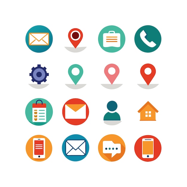 Colección de conjuntos de iconos de contacto para sitios web y aplicaciones móviles