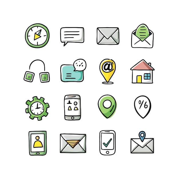 Colección de conjuntos de iconos de contacto para sitios web y aplicaciones móviles
