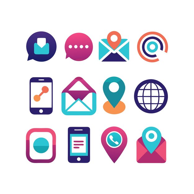 Colección de conjuntos de iconos de contacto para sitios web y aplicaciones móviles