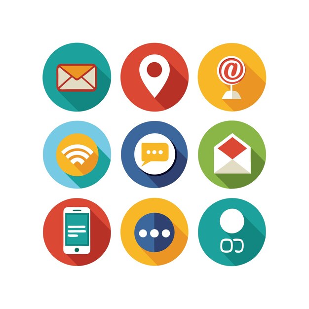 Colección de conjuntos de iconos de contacto para sitios web y aplicaciones móviles