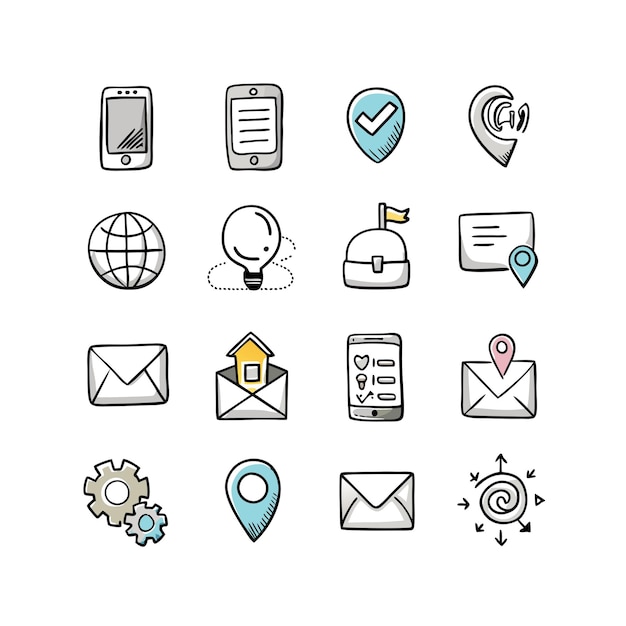 Colección de conjuntos de iconos de contacto para sitios web y aplicaciones móviles