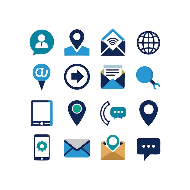Colección de conjuntos de iconos de contacto para sitios web y aplicaciones móviles