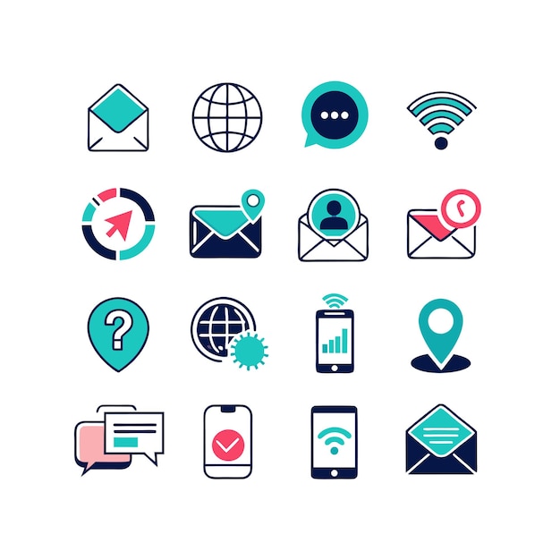 Colección de conjuntos de iconos de contacto para sitios web y aplicaciones móviles
