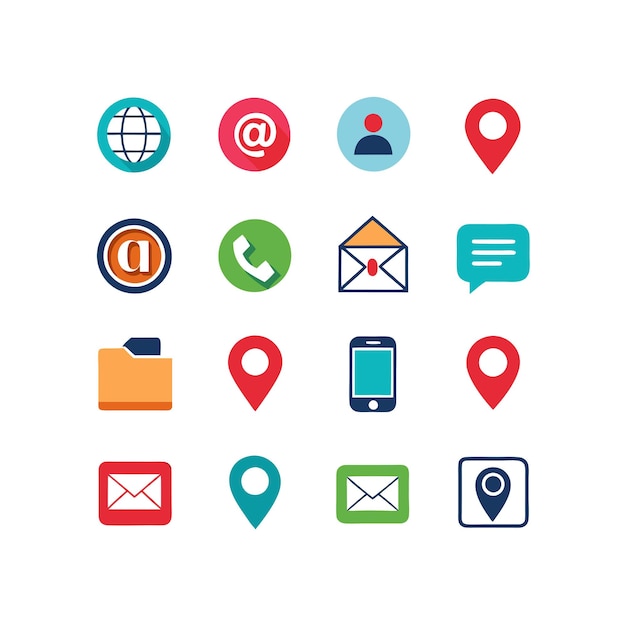 Colección de conjuntos de iconos de contacto para sitios web y aplicaciones móviles