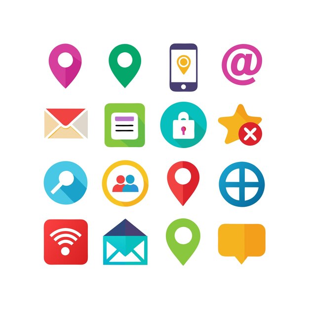 Colección de conjuntos de iconos de contacto para sitios web y aplicaciones móviles