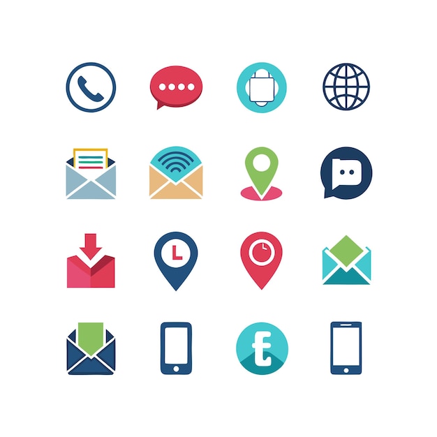 Colección de conjuntos de iconos de contacto para sitios web y aplicaciones móviles