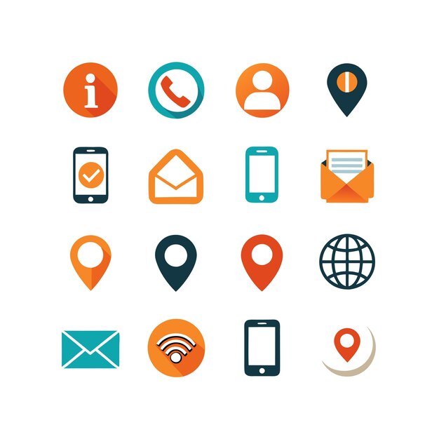 Colección de conjuntos de iconos de contacto para sitios web y aplicaciones móviles