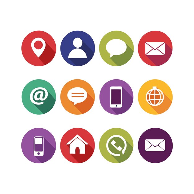 Colección de conjuntos de iconos de contacto para sitios web y aplicaciones móviles