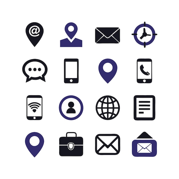 Colección de conjuntos de iconos de contacto para sitios web y aplicaciones móviles