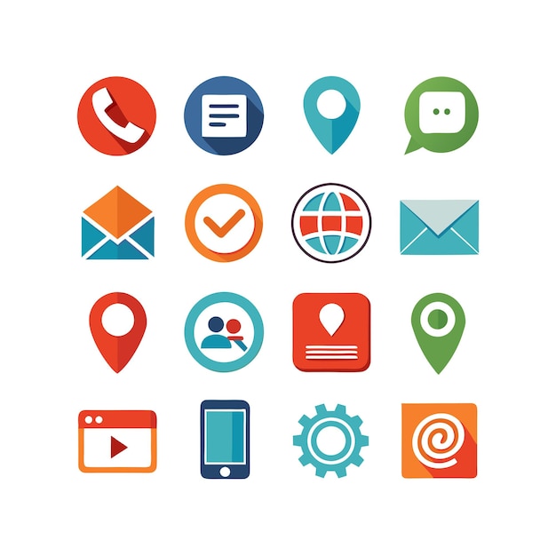 Colección de conjuntos de iconos de contacto para sitios web y aplicaciones móviles