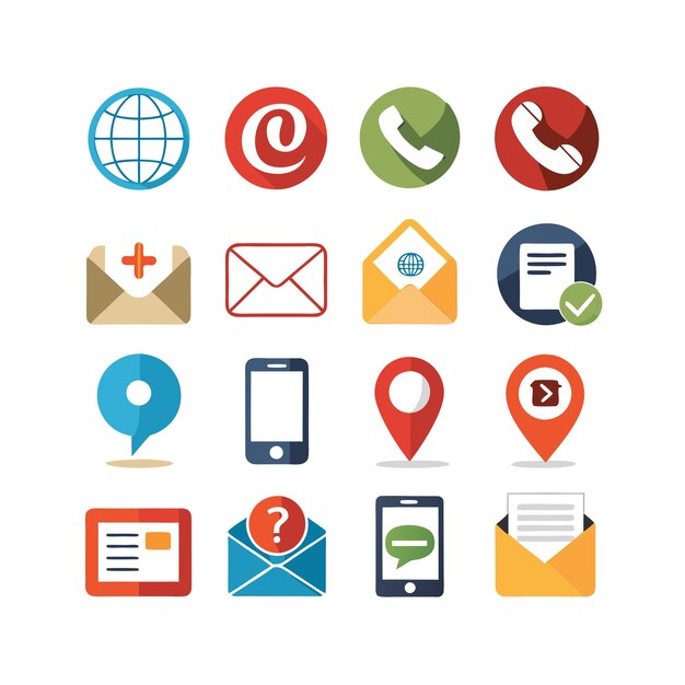 Colección de conjuntos de iconos de contacto para sitios web y aplicaciones móviles