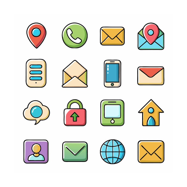 Colección de conjuntos de iconos de contacto para sitios web y aplicaciones móviles