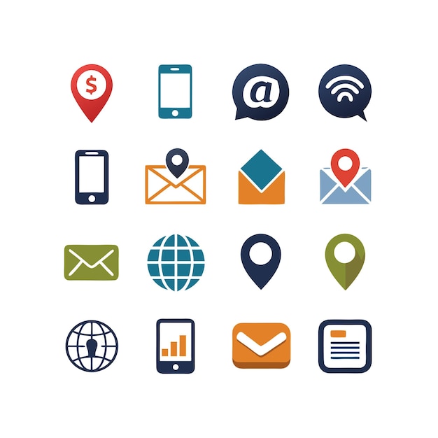 Colección de conjuntos de iconos de contacto para sitios web y aplicaciones móviles