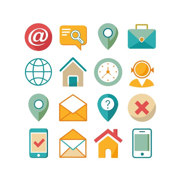 Colección de conjuntos de iconos de contacto para sitios web y aplicaciones móviles