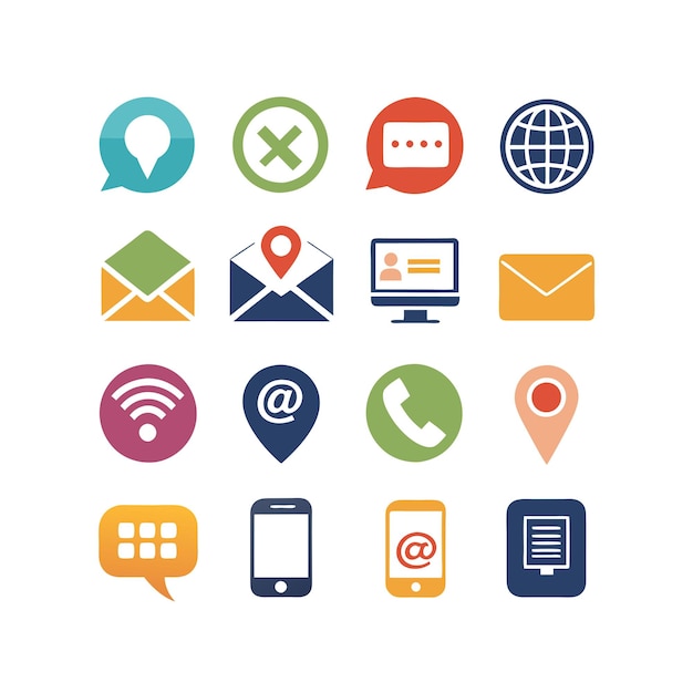 Colección de conjuntos de iconos de contacto para sitios web y aplicaciones móviles