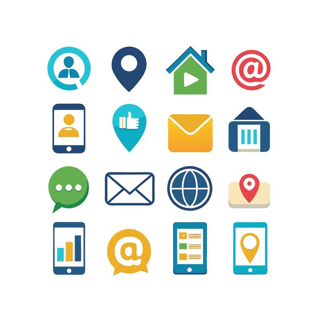 Colección de conjuntos de iconos de contacto para sitios web y aplicaciones móviles