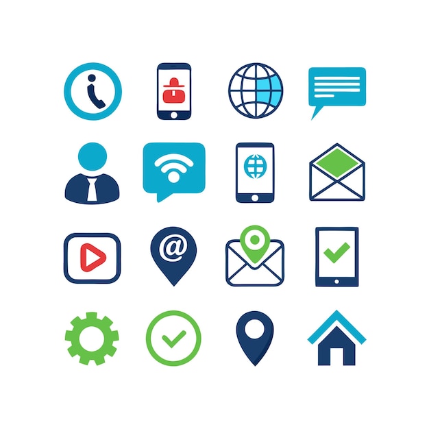 Colección de conjuntos de iconos de contacto para sitios web y aplicaciones móviles
