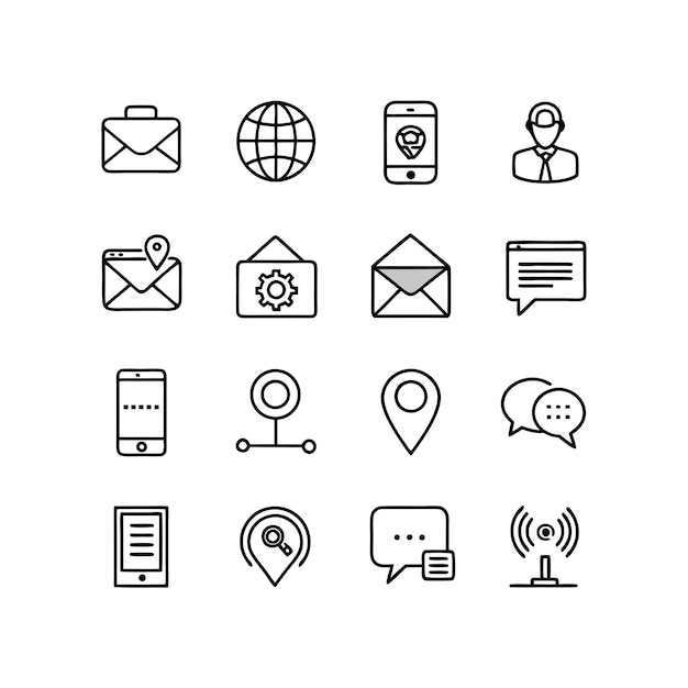 Colección de conjuntos de iconos de contacto para sitios web y aplicaciones móviles