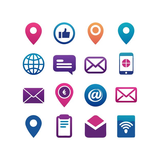 Colección de conjuntos de iconos de contacto para sitios web y aplicaciones móviles