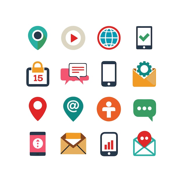 Colección de conjuntos de iconos de contacto para sitios web y aplicaciones móviles