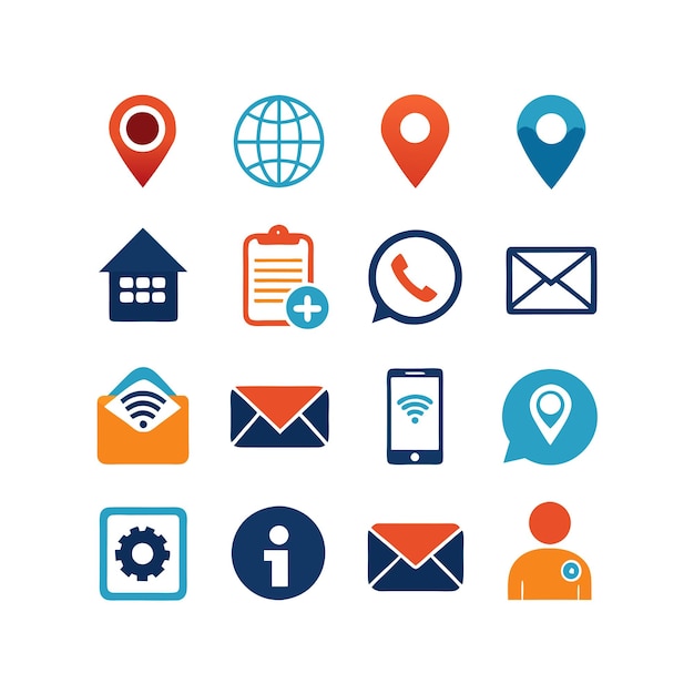 Colección de conjuntos de iconos de contacto para sitios web y aplicaciones móviles