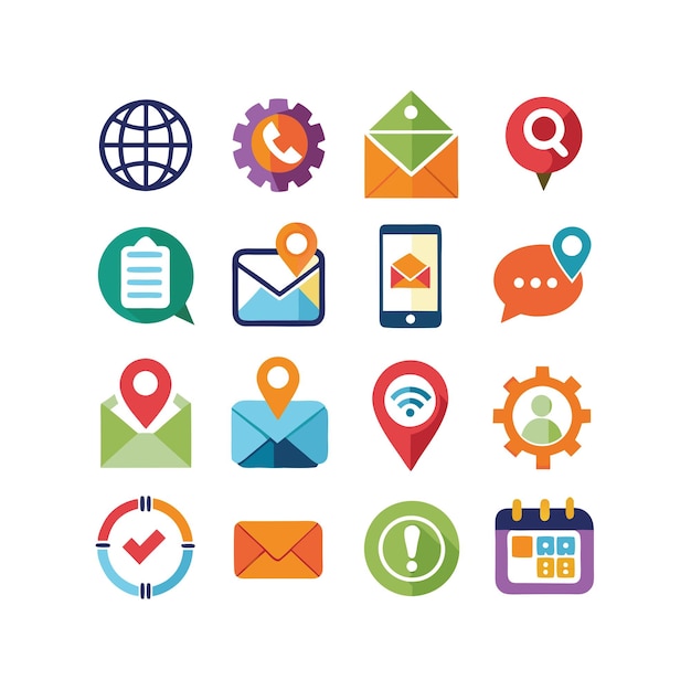 Colección de conjuntos de iconos de contacto para sitios web y aplicaciones móviles