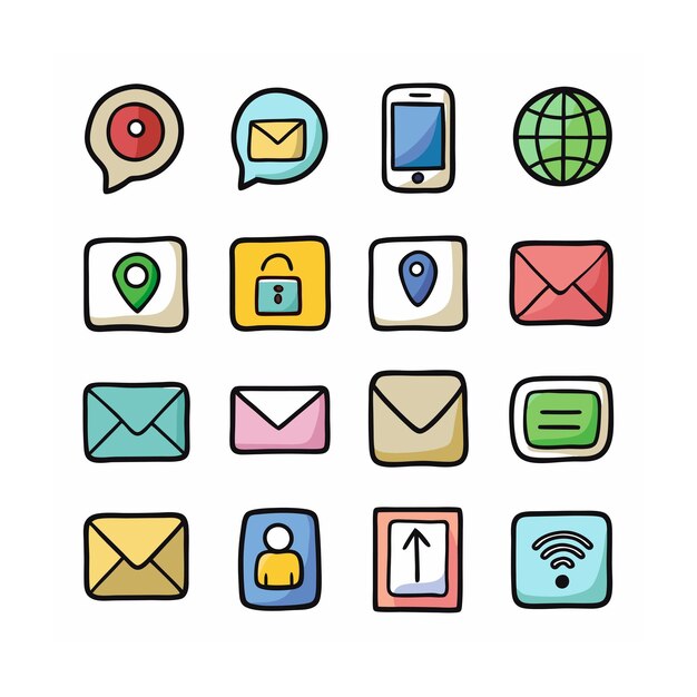 Colección de conjuntos de iconos de contacto para sitios web y aplicaciones móviles